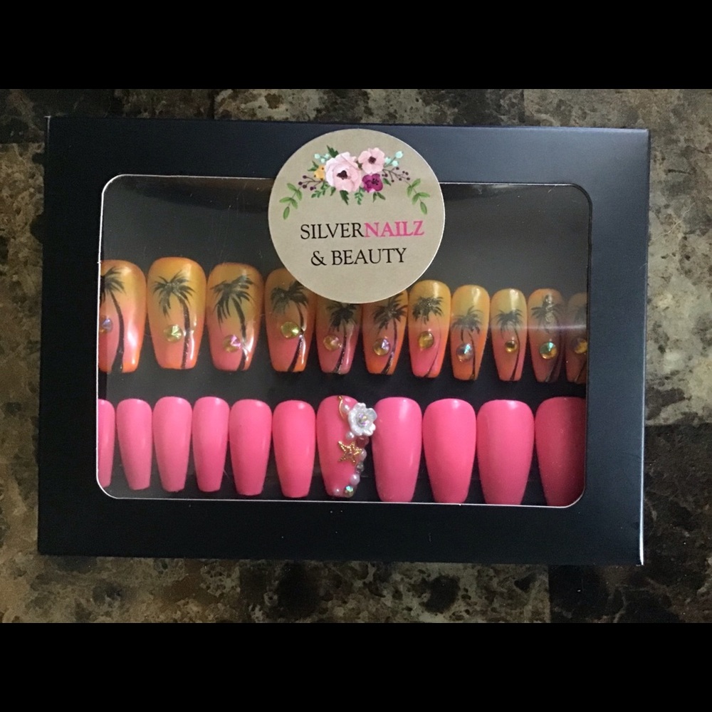 Summer brights gel coffin nail set